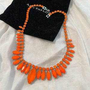 Ann Taylor Bright Orange Graduated Statement Necklace